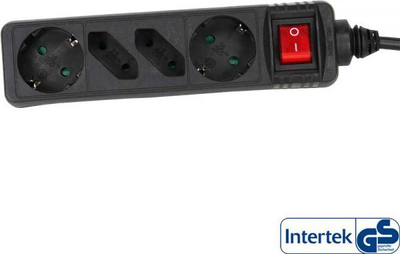 Prizë zgjatëse InLine 16445S, 4 dalje, kabllo 5 m, e zezë
