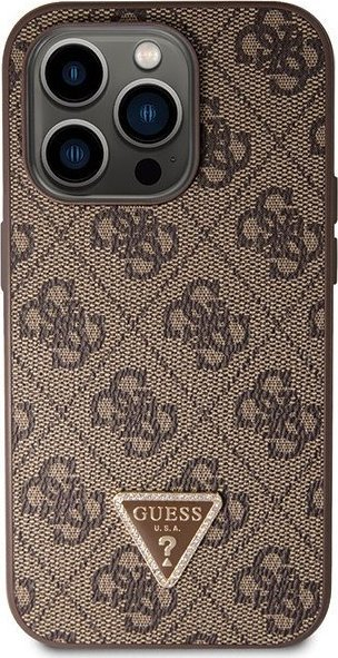 Kuti mbrojtëse Guess GUHCP14LP4TDSCPW për iPhone 14 Pro, hardcase crossbody, print 4G, kafe