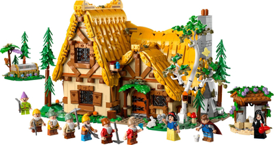 Set lodrash LEGO Disney Snow White’s Cottage and the Seven Dwarfs 43242, 2228 copa, për të rritur, me plot ngjyra