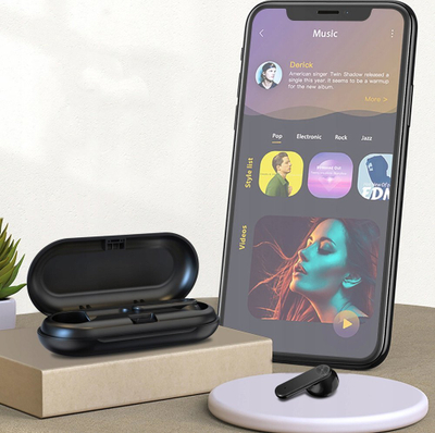 Kufje wireless XO X5 TWS, Bluetooth 5.0, me kuti karikimi, të zeza