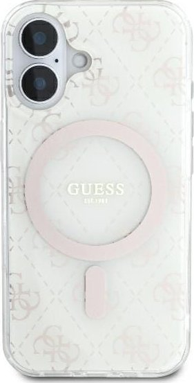 Mbulesë telefoni Guess IML 4G MagSafe për iPhone 16 Plus 6.7", transparente, e bardhë