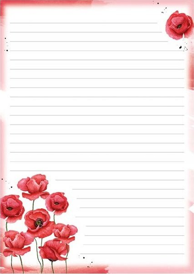 Set letra shkrimi MFP LUX Flowers, A4, 10 fletë 5 zarfe, me lule të kuqe