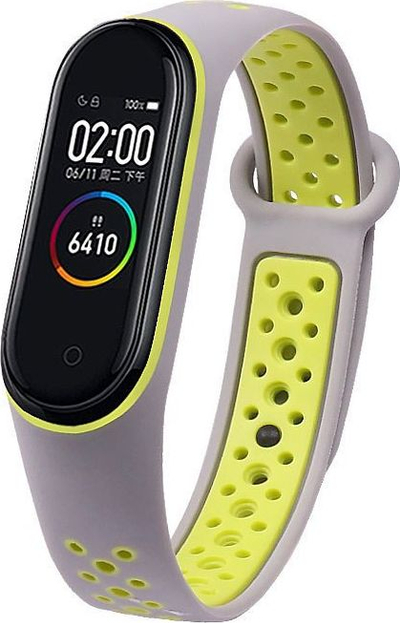 Rrip zëvendësues HQWear për Xiaomi Mi Band 5, silikon sportiv, me vrima, gri jeshil