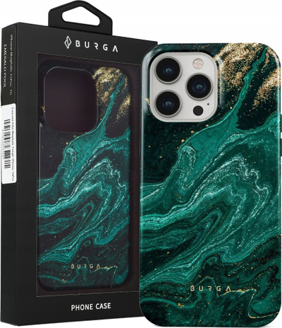 Futrollë 3MK Burga Tough MagSafe për iPhone 15 Pro, dizajn Emerald Pool, jeshile