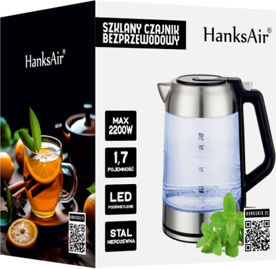 Ibrik elektrik HaksAir CAS-01, 1.7L, 2200W, prej xhami