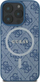 Futrollë Guess 4G PU MagSafe për iPhone 16 Pro Max, kapak i fortë, blu
