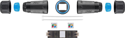 Lidhës kablli Microconnect KON527, RJ45, IP68, i zi