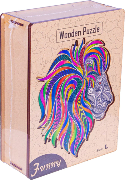 Puzzle druri Norimpex LION, 183 copa, me kuti druri, shumëngjyrësh