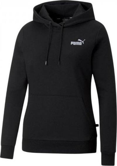 Bluzë me kapuç për goca Puma ESS+ Embroidery Hoodie FL W, pambuk poliester, e zezë