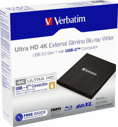 Drive optik Verbatim CD, DVD, Blu-ray, Slimline Ultra HD 4K
