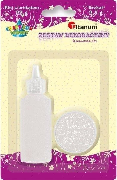 Set ngjitës me shkëlqim Titanum Glitter, glitter 1mm, i bardhë