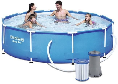 Pishinë Bestway Steel Pro, 305 x 76cm, me pompë filtruese, blu