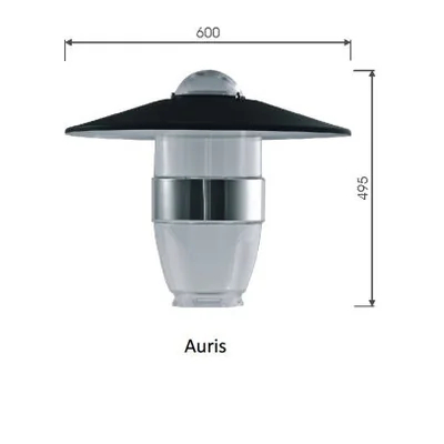 Kapak llambe jashtme Auris Normal 400 PMMA, 600mm, xham plastik transparent, me unazë metalike