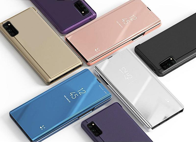 Kllëf flip Hurtel Clear View për Samsung Galaxy A03s, 6.5\", rozë