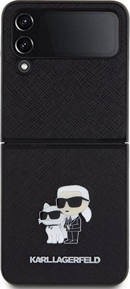 Mbulesë telefoni Karl Lagerfeld Saffiano Karl &amp; Choupette, për Samsung Galaxy Z Flip4, lëkurë ekologjike, e zezë