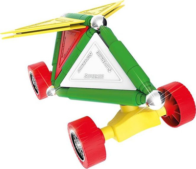 Lodër me hekurka magnetike Supermag Wheels, 50 copa, me rrota, shumëngjyrëshe