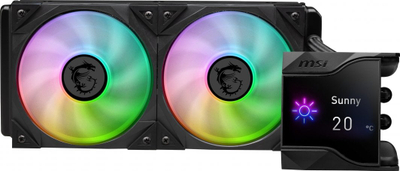 Ftohës me ujë MSI MPG CoreLiquid D240, 2500rpm, 39.9 dBa, 77CFM, ARGB, 240mm, i zi