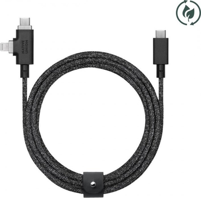 Kabllo Native Union Belt Cable Duo Pro, USB C Lightning, 2.4 m, 240W, gri