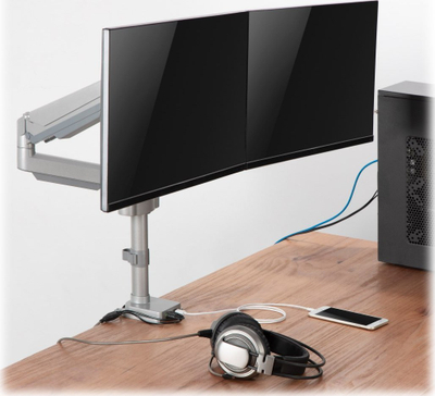 Mbajtëse monitori Eaton Tripp Lite Dual Display, 13" 34", krah me gaz, e zezë