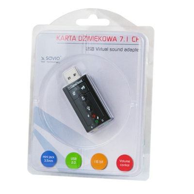 Kartë zëri USB Savio AK-01, 7.1 kanal, 16-bit, e zezë