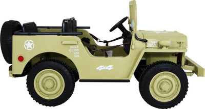 Makina elektrike për kalamaj Baby Active Retro Military Vehicle 4x4, me drita që punojnë, ngjyrë rëre