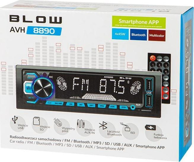 Radio makine Blow AVH-8890, 1DIN, Bluetooth USB microSD, e zezë