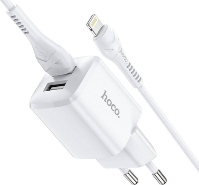 Karikues muri Hoco N8, USB me kabllo Lightning, 1A, i bardhë