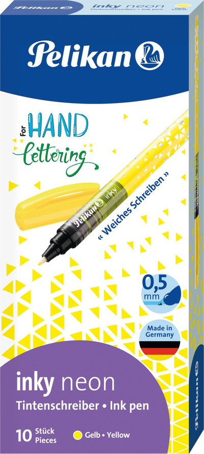 Set stilolapsa Pelikan Inky Neon Stick, 0.5mm, 10 copë, të verdhë neon
