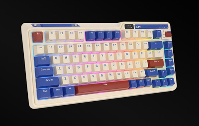 Tastierë mekanike Royal Kludge KZZI K75 Pro RGB, wireless 2.4 GHz Bluetooth, Moment Switch, blu retro