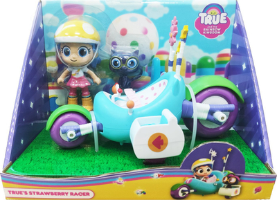 Set lodrash True and the Rainbow Kingdom Strawberry Racer, goca True 10 cm, Bartleby 5 cm, shumëngjyrësh