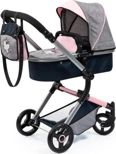 Karrocë kukullash Bayer Combi Neo Vario 18427AA, me dorezë që rregullohet, për kukulla deri 52 cm, rozë