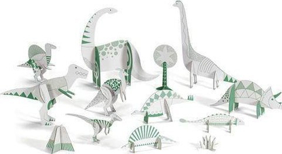 Set krijues Djeco Color Assemble Play, modele dinosauri 3D, mbi 5 vjeç, shumëngjyrësh