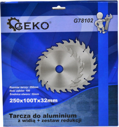 Кружно сечило GEKO 250x32 mm, 100 заби, за алуминиум