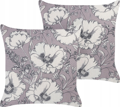 Jastëk dekorativ Beliani SOPHORA, set 2 copë, 45x45cm, me lule, gri