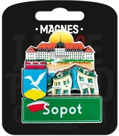 Magnet frigoriferi Pan Dragon I Love Poland Sopot, dekorativ, shumëngjyrësh