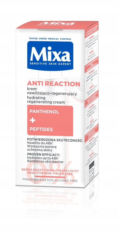 Krem fytyre Mixa Anti Reaction, hidratues rigjenerues, kundër skuqjes, 50ml