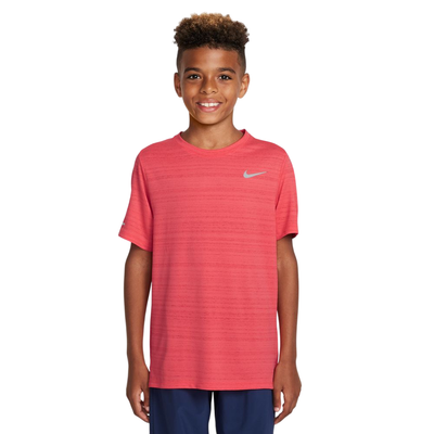 Bluzë trajnimi Nike Dri-FIT Miler për djem, frymëmarrëse, tharje e shpejtë, e kuqe