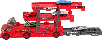 Камион транспортер играчка Leantoys, 3 ката, преклоплив, црвен