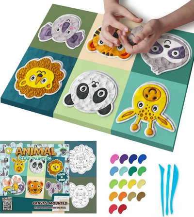 Set kreativ pikturimi Splat Planet Animals, kanavacë 30x40cm, baltë që thahet në ajër