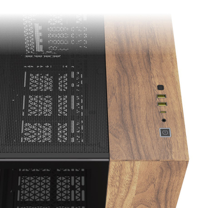 Kuti kompjuteri CORSAIR 2500X, Micro ATX, xham i temperuar, e zezë dru Walnut