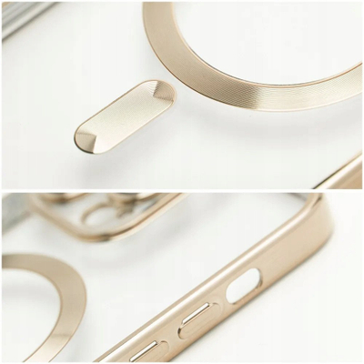 Kapak telefoni OEM Electro Mag Cover për iPhone 17, kompatibil me MagSafe, transparent, ngjyrë ari