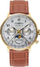 Orë dore Zeppelin LZ129 Hindenburg 7039-3, quartz, Moon Phase, me rrip lëkure, cadran blu