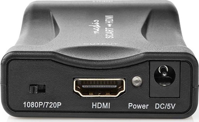 Adapter konvertues AV SCART në HDMI, Full HD 1080p, zgjedhje 720p / 1080p, i zi