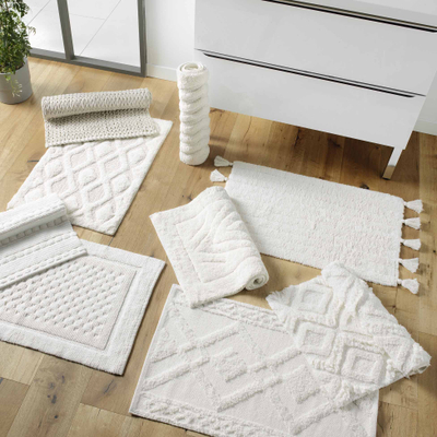 Tapet banjoje Douceur d'intérieur Cotton Bathroom Rug, pambuk 100%, 50 x 80 cm, ngjyrë krem