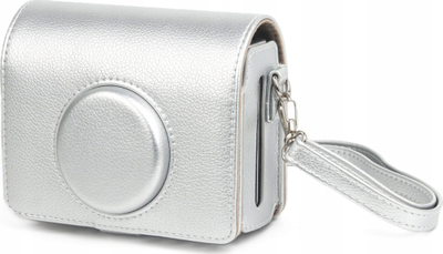 Çantë mbrojtëse Loveinstant për Fujifilm Instax Mini Evo, lëkurë eko, me rrip, ngjyrë argjendtë