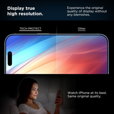 Qelq mbrojtës Tech-Protect Quick Set Plus, për iPhone 15 Pro, 2 copë, i zi