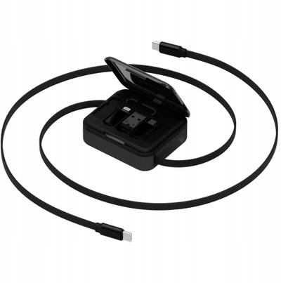 Kabllo USB Energea Bazic GoCharge Loop 5n1, 1m, 60W, e zezë