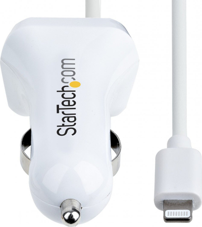 Karikues makine StarTech.com, Lightning 1m, 12W, 2 porta USB, i bardhë