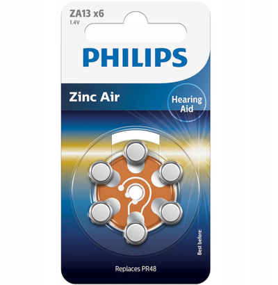 Bateri për aparat dëgjimi Philips ZA13B6A/00, tip 13, 1.4V, paketim 6 copë