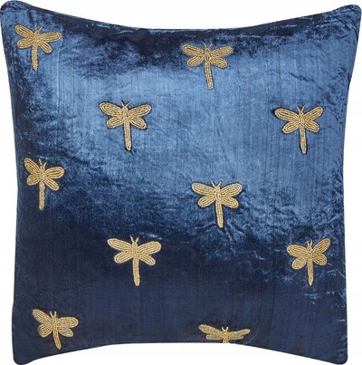 Set jastëkësh dekorativë Velvet Dragonfly, 45x45cm, kadife, blu e errët